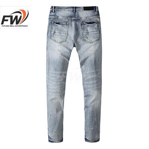 กางเกงยีนส์เดนิมทรงตรงหลวมสไตล์เรโทรแบบสตรีทแฟชั่นสั่งทำขายส่งสำหรับผู้ชาย ผ้าฝ้ายเดนิมฟอกสีอ่อน - Product Image 3