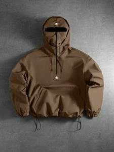 Veste coupe-vent en nylon pour homme avec cagoule intégrée, logo personnalisé, pull à capuche, streetwear d'extérieur, coque légère, vente en gros B2B - Product Image 3