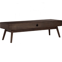 Meuble TV en bois massif de style Mid-Century Modern avec 2 tiroirs de rangement, pieds coniques, finition noyer foncé, compatible avec les téléviseurs de 50 à 54 pouces, durable, pour salon