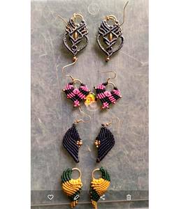 Pendiente colgante de macramé de hilo de algodón rojo y negro, árbol de latón y forma de corazón con pendiente colgante para regalo de cumpleaños, joyería - Product Image 4