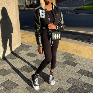 Chaqueta Bomber Varsity Corta para Mujer, con Logotipo Personalizado, Bordado Chenille, Estampado en Cuero, Estilo Urbano, Fabricante OEM - Product Image 6