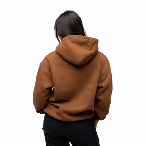 Grossiste OEM – Sweat à capuche doublé oversize en polycoton 300g pour femme, couleur unie, broderie personnalisée sur le devant, léger et respirant - Product Image 2