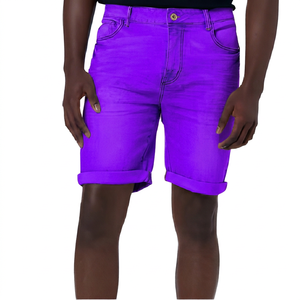 Shorts Bermuda en jean délavé bleu clair pour homme, taille mi-haute, fermeture boutonnée, décontracté, en coton - Product Image 5