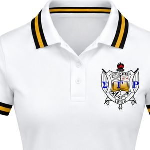 Camiseta Polo Clásica Sigma Gamma Rho Blanca para Mujer, Manga Corta, con Cuello, Letras Griegas Bordadas, Ropa Deportiva Casual - Product Image 6