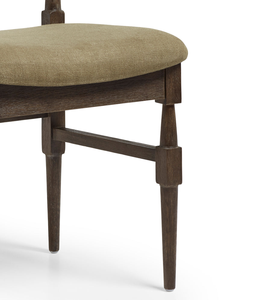 เก้าอี้รับประทานอาหารไม้เนื้อแข็งสไตล์โมเดิร์นกลางศตวรรษ พร้อมพนักพิงโค้งและเบาะหุ้มผ้า - Product Image 5