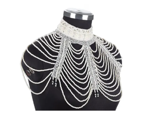 Collier de perles blanches en gros pour crop top/sari, idéal pour femme, meilleur cadeau pour une amie - Product Image 3