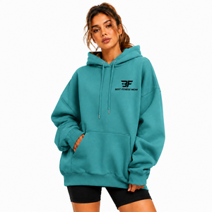 BEST FITNESS WEAR Sweat à capuche oversize doublé coupe-vent en molleton de coton pour femme, style streetwear, vêtement d'automne 100% coton - Product Image 4