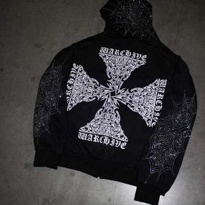 Custom Print Streetwear 500 Gsm Heavyweight Oversized Vintage Acid Wash Sun Faded Pullover Hoody <b>Rhinestone</b> Sweatsuit - Product Image 5