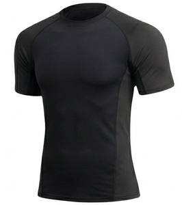 Men's Short Sleeve Rash Guard Black Quick Dry Sport Top Compression Shirt - Product Image 1