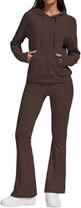 Conjunto de Sudadera con Capucha y Pantalones de Felpa para Mujer, 2 Piezas, Color Sólido, Corte Holgado, Casual, Manga Larga, 100% Algodón, Transpirable, 400g - Product Image 6