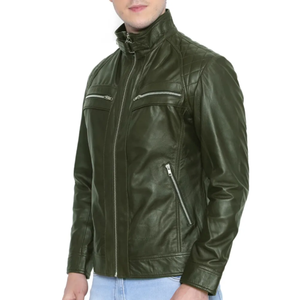 High Quality Casual Leather Jackets New Style Custom Zipper Closure Jacket Winter Leather Jacket <b>Men</b> Zipper up jacket for <b>men</b> - Product Image 2