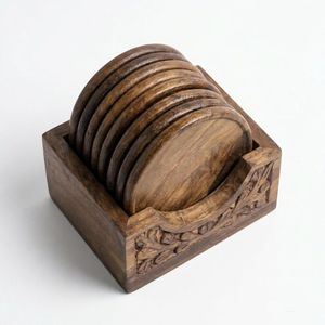 Posavasos de madera grabado con corte láser, tapete de geometría sagrada, decoración para yoga, meditación y altar, base de mesa hueca con veta de madera, regalo al por mayor - Product Image 2