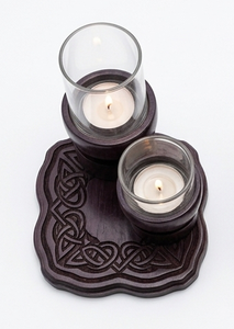 Wood Candle Holder Candle Jar Decorative Candle Tray Retro Desktop Lamp <b>Stand</b> Home Decor High Quality <b>Tea</b> Light Holder A.B Metal - Product Image 2
