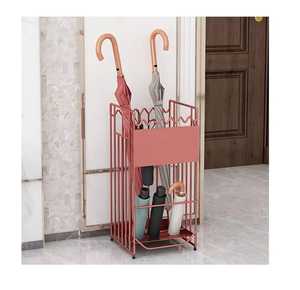 Porte-parapluies de luxe noir Skies Trader en métal en forme d'éventail, support de rangement pour cannes d'entrée avec base en marbre - Product Image 4