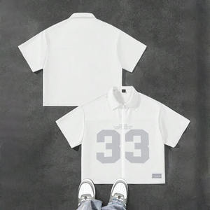 Chemise à fermeture éclair surdimensionnée blanche avec graphisme personnalisé par sublimation, vêtements de mode streetwear en gros - Product Image 1