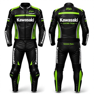 ชุดแข่งรถมอเตอร์ไซค์ Rawasaki สำหรับผู้ชาย 1 ชิ้น ทำจากหนังวัว/หนังจิงโจ้ ชุดจั๊มสูท/ชุดป้องกัน กันน้ำ แห้งเร็ว มาตรฐาน CE - Product Image 1
