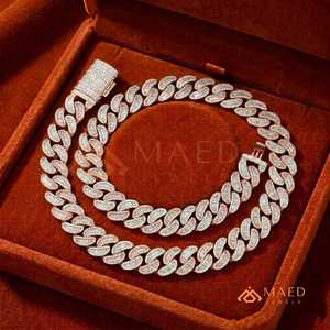 Rose Gold Baguette Moissanite Cuban Link <b>Necklace</b> Luxury Iced Out Hip Hop Fashion <b>Chain</b> For Men Women Gift - Product Image 3