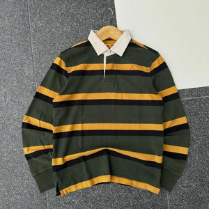 Camiseta de rugby de algodón de alta calidad de 260 GSM, a rayas verde y amarillo, tela resistente, impresión de logotipo personalizado, camisetas de rugby tipo polo para hombre - Product Image 1