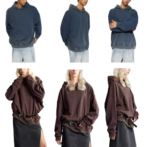 Sweat à capuche en molleton dégradé délavé style vintage personnalisé pour homme, tricoté, couleur unie, respirant, 340 GSM, 100% coton, numérique, idéal pour l'hiver - Product Image 3