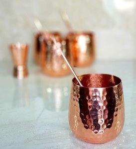 Hammered Copper Moscow Mule <b>Mugs</b> <b>Set</b> For Chilled Cocktails Stylish Drinkware For Kitchen Bar And Party Serving - Product Image 4