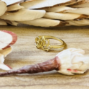 Luxury Design Lotus <b>Rings</b> Boho Brass <b>Rings</b> For Women 18k Gold Plated Floral <b>Statement</b> Cutout <b>Ring</b> For Wholesale/OEM/ODM - Product Image 4