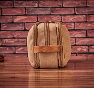 Leather Canvas <b>Toiletry</b> Bag Travel Organizer Waterproof Cosmetic <b>Storage</b> Dopp Kit Bag LCTB-0019 - Product Image 6