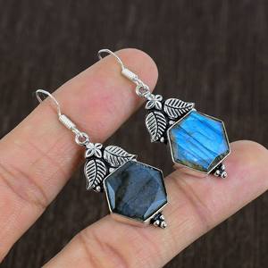 Boucles d'oreilles en labradorite bleue, argent sterling 925, bijoux faits à la main, pierres précieuses, cadeau de luxe - Product Image 5