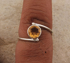 Anillo Solitario de Plata de Ley 925 con Citrino Natural para Mujer, Gema Amarilla, Clásico, para Boda, Piedra de Nacimiento de Noviembre, Joyería al por Mayor - Product Image 3