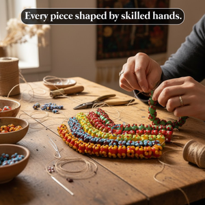 ลูกปัดแก้วหลากสีแบบแลมป์เวิร์คจาก EXCEL EXPORTS ความยาว 8 นิ้ว |   ลูกปัดแก้วตกแต่งทำมือขนาด 16 มม. |   งานฝีมือ DIY และอุปกรณ์เสริม - Product Image 3