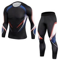 Conjunto Deportivo para Hombre, Leggings de Compresión para Correr, Camiseta de Manga Larga, Transpirable, de Secado Rápido, para Fitness, Gimnasio y Entrenamiento