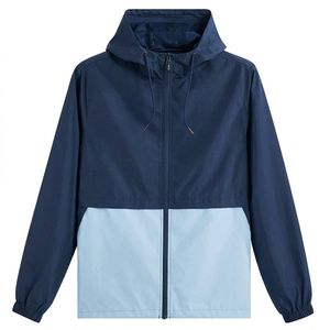 Veste coupe-vent à capuche unisexe, couleur contrastée, violette, décontractée, fermeture éclair, en polyester, pour le printemps - Product Image 3