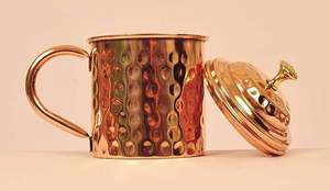 Mug à boire en cuivre pur fait main, pour l'eau et ses bienfaits pour la santé, mug en cuivre martelé traditionnel pour la décoration de la maison à prix avantageux - Product Image 4