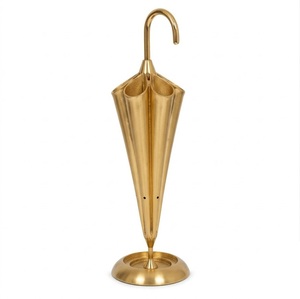 Porte-parapluie moderne en laiton, style vintage, support métallique en forme de parapluie pour la décoration de la maison et de l'hôtel, élégant, autoportant, avec rangement intégré - Product Image 1