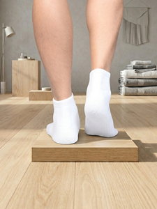 Chaussettes courtes blanches pour hommes, en coton et élasthanne, avec revers côtelé, respirantes, en maille, pour la course, la marche et le sport, avec soutien de la voûte plantaire - Product Image 5