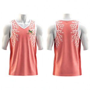 Uniforme de Baloncesto para Hombre NEXTEX, Color Rosa Coral, Estampado de Ramas de Coral, Jersey sin Mangas y Pantalones Cortos, Poliéster Sublimado, Conjunto para Equipo - Product Image 5