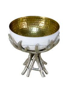 Cuenco de Metal con Acabado Dorado, Base de Asta, Centro de Mesa Decorativo, Cuenco para Servir Comida, Exportador Indio, Novedad - Product Image 4