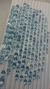 Venta al por mayor de gemas sueltas de aguamarina natural, corte esmeralda ovalado, facetadas, mixtas, tipo cabujón, para fabricación de joyas, con certificación de color. - Product Image 3