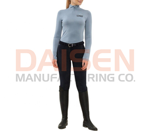 Women Equestrian <b>Base</b> <b>Layer</b> <b>Long</b> <b>Sleeve</b> Riding Show Shirt Breathable Stretch Racing Top OEM Custom Apparel - Product Image 3
