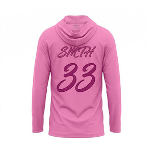 Camiseta de baloncesto rosa personalizada – Sudadera con capucha de manga larga para equipo, nombre y número del equipo personalizados - Product Image 4