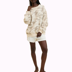 Sudadera Oversize de Camuflaje para Mujer, Cuello Redondo, Hombros Caídos, Manga Larga, Tejido de Punto, Estilo Otoñal - Product Image 6