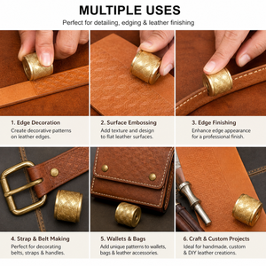Decorative Leather Embossing Roller for <b>Belts</b> Wallets & Bags | Premium Brass Pattern Embossing Wheel | Professional Leathercraft - Product Image 3