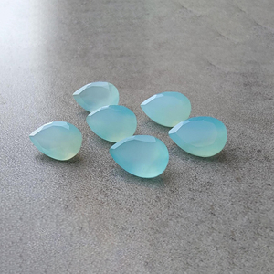 Calcedonia Aqua Natural, Corte Facetado en Forma de Pera, Gema Calibrada Suelta para Joyería - Product Image 3