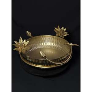 Bol à fleurs en métal pour dattes et chocolat, décoration Ramadan, pour service de table et aménagement de salle à manger de luxe, décoration élégante pour la maison, couleur or - Product Image 3