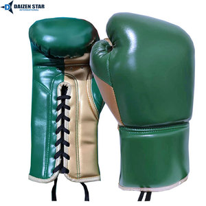 Gants de boxe Daizen Star vert en cuir PU, fermeture à lacets pour adultes, équipement d'entraînement - Product Image 1