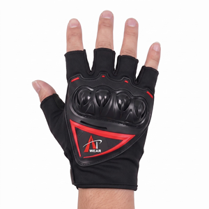 Gants de course d'été en polyester à demi-doigts avec protection rigide des articulations - Product Image 2