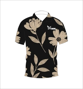 เสื้อโปโลชายสีดำลายดอกไม้ พิมพ์ลายทั้งตัว แขนสั้น สไตล์ลำลอง สำหรับเล่นกอล์ฟ - Product Image 1