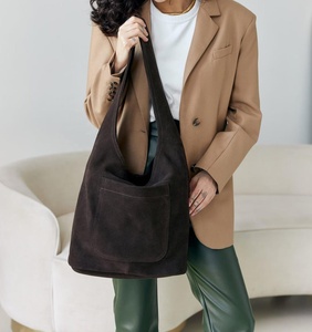 Bolsos Hobo de cuero de gamuza Vintage de la mejor calidad, bolsos de mano informales de moda para mujer, bolsos informales para todos los días - Product Image 5