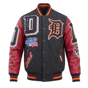 Factory Wholesale Street Hip Hop Style Baseball <b>Jackets</b> for <b>Men</b> and Women Custom Embroidered Oversized Fit Sweatshirts - Product Image 6