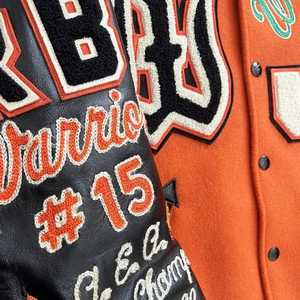 Chaqueta Varsity Arkell Warriors para Hombre, Naranja, Lana/Viscosa, Diseño con Parches Bordados, Letras en el Frente, Estilo Casual Urbano, Corte Regular - Product Image 5