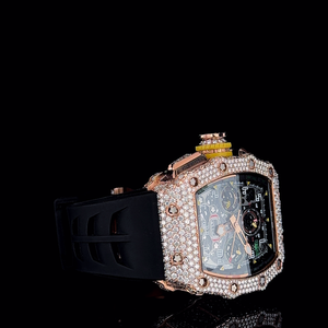 Reloj Tourbillon Automático de Lujo Unisex con Movimiento ETA, Diamantes Moissanite, Correa de Acero Inoxidable y Caucho, Diseño Analógico Personalizado - Product Image 3